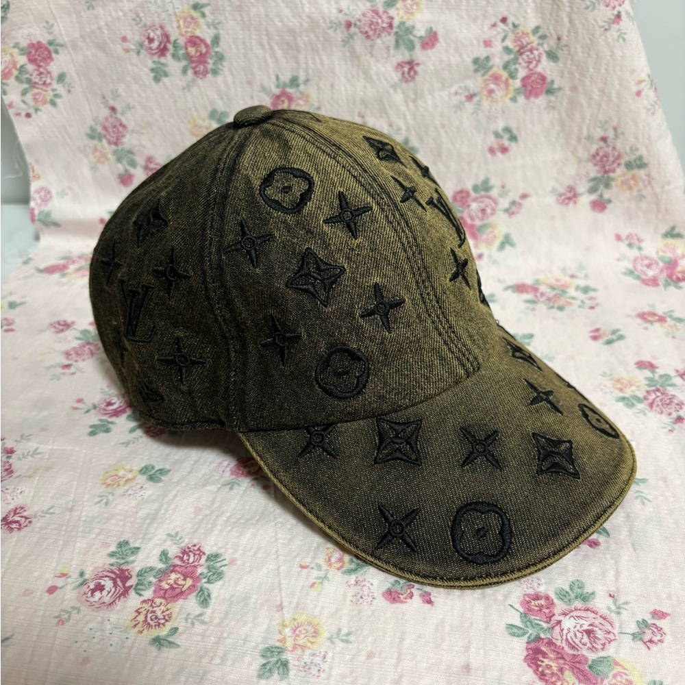 LV vintage washed denim baseball dad cap.